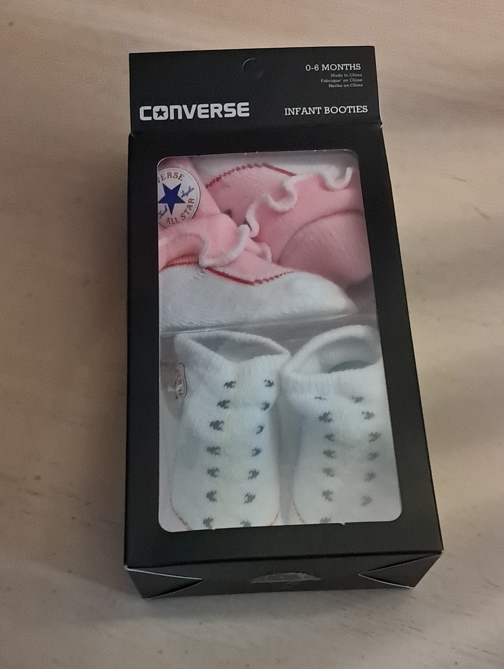 Converse Baby Girl Booties Size 0-6M 2 Pairs Pink White